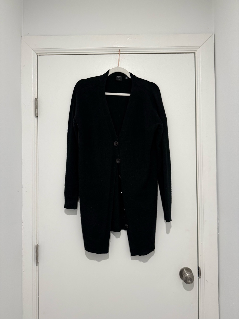 Cyrus Black Long Button-Front Women's Cardigan